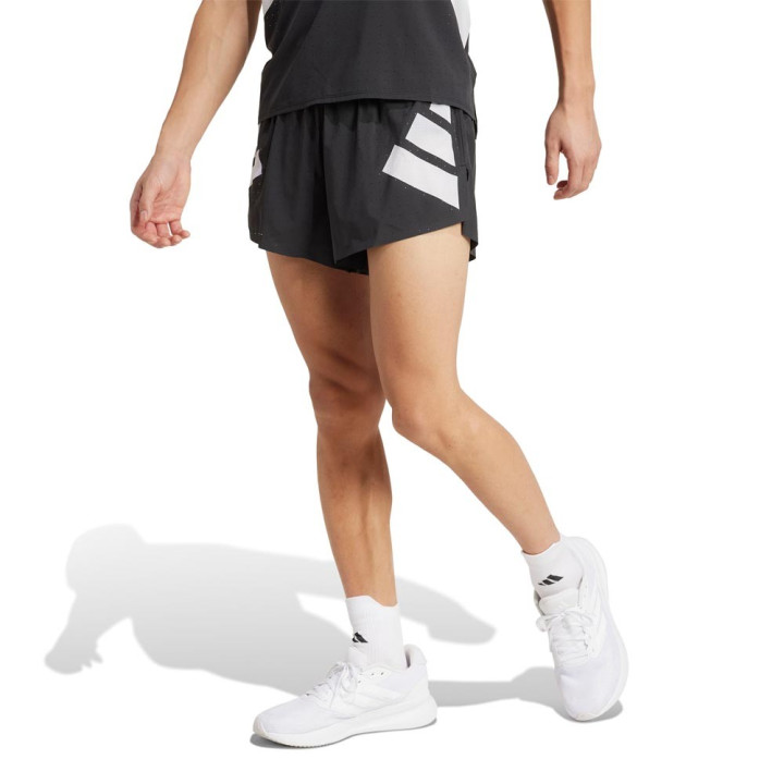 ADIDAS Pantaloncini Running Split Road To Records Nero Bianco Uomo