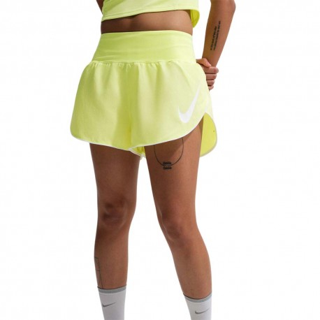 Nike Pantaloncini Running Tempo Swoosh Lt Lemon Argento Donna