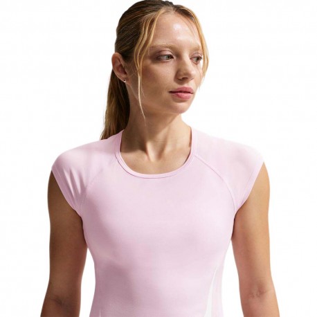Nike T-Shirt Running Tempo Swoosh Rosa Foam Bianco Donna