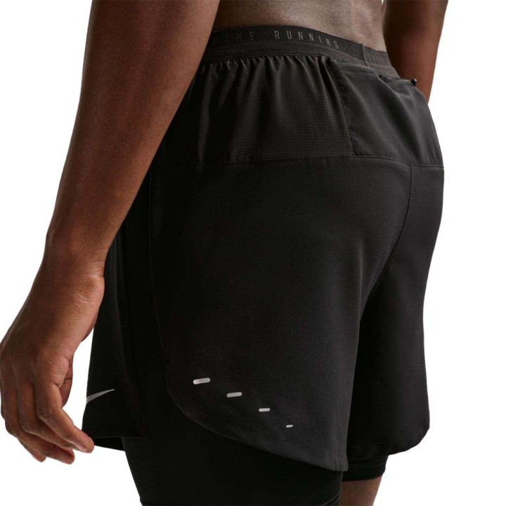Nike Pantaloncini Running Stride 5" Hybrid 2In1 Nero Summit Bianco Uomo