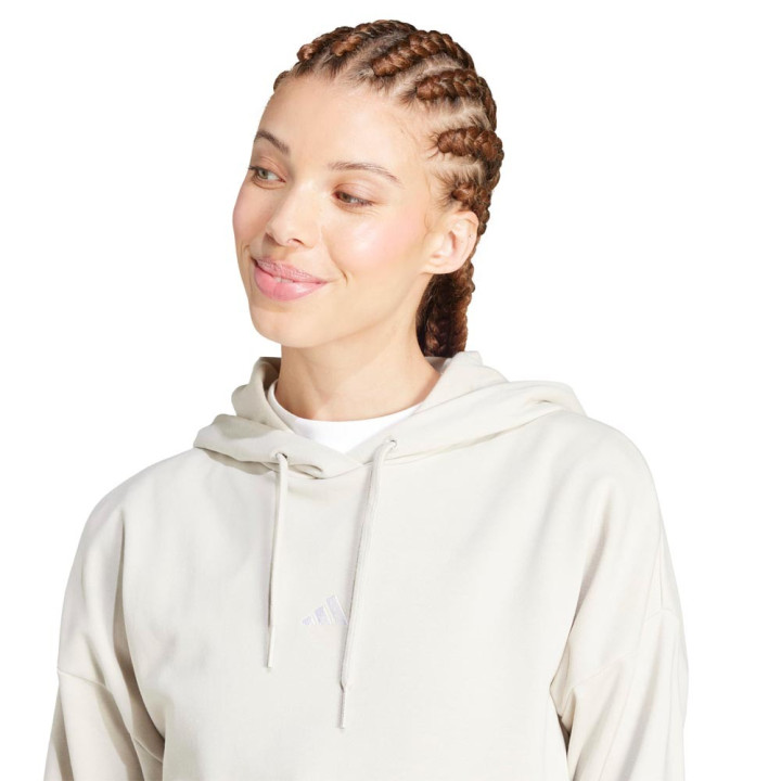 ADIDAS Felpa Palestra Con Cappuccio Logo Beige Donna