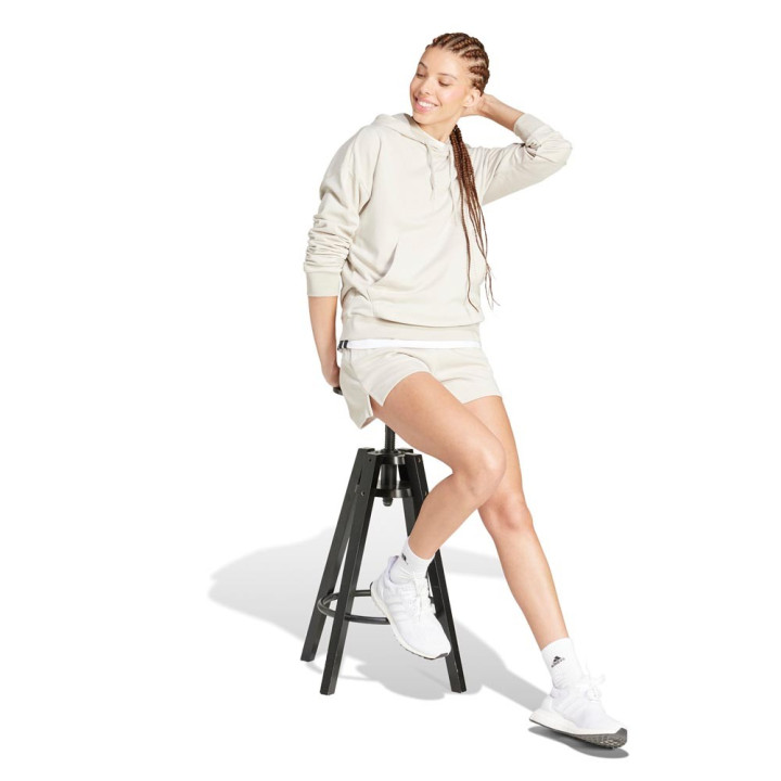 ADIDAS Felpa Palestra Con Cappuccio Logo Beige Donna