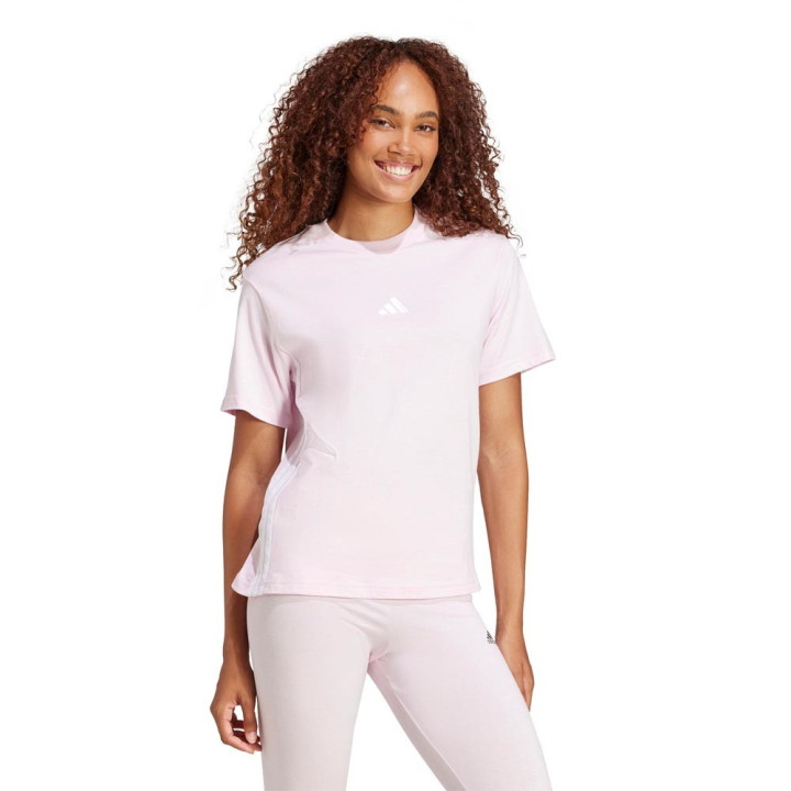 ADIDAS Maglietta Palestra Logo Tristripe Rosa Donna