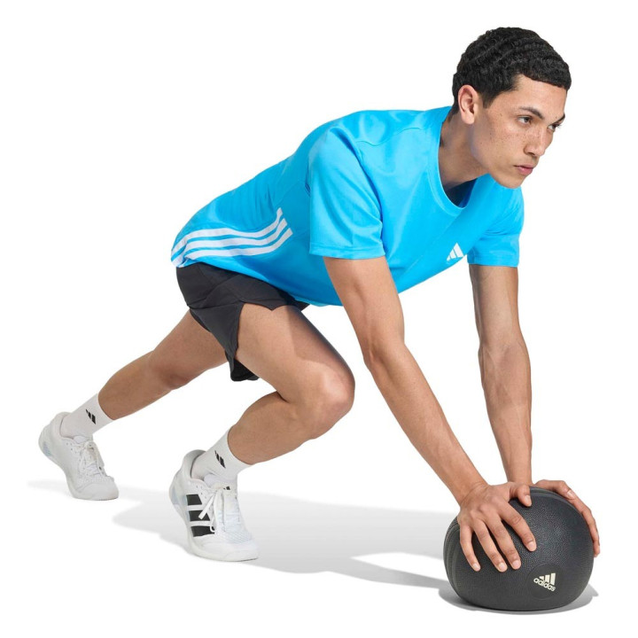 ADIDAS Maglietta Palestra Tristripe Azzurro Uomo