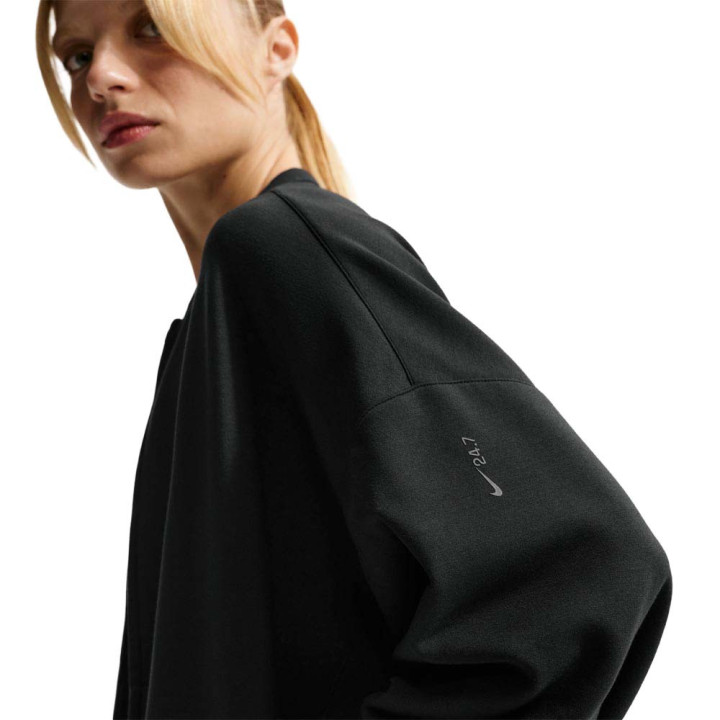 Nike 24.7 Impossiblysoft Felpa Palestra Girocollo Crop Nero Donna