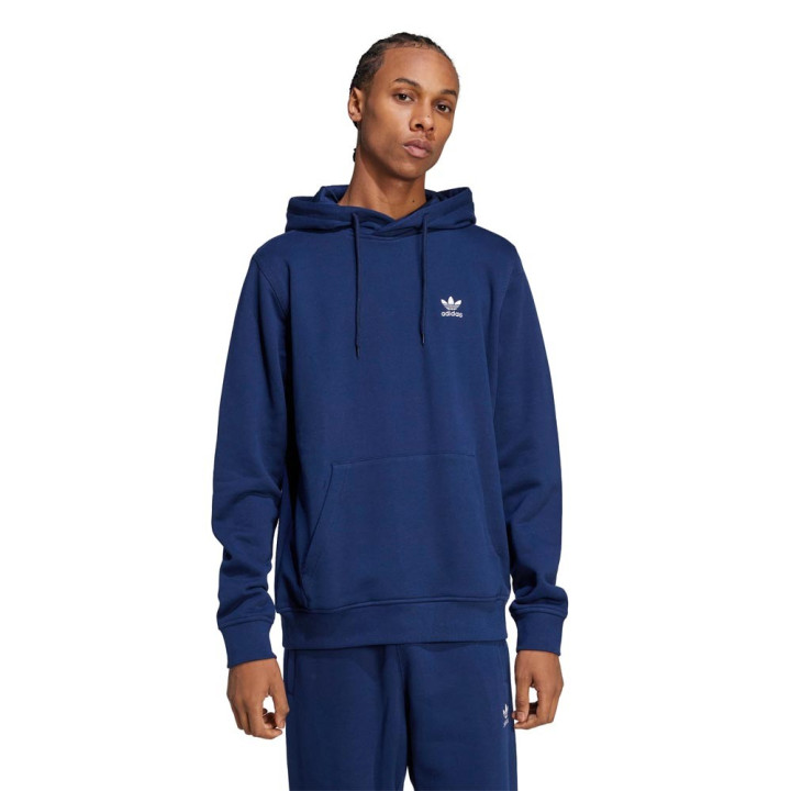ADIDAS Originals Trefoil Essentials Felpa Con Cappuccio Logo Piccolo Blu Uomo