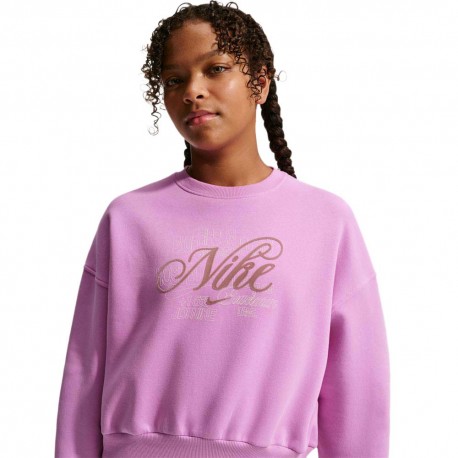 Nike Sportswear Club Felpa Palestra Girocollo Rosa Bambina