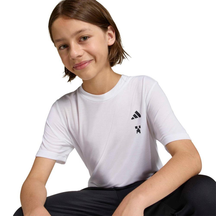ADIDAS Maglietta Palestra Minecraft Bianco Bambino