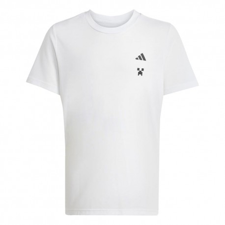 ADIDAS Maglietta Palestra Minecraft Bianco Bambino