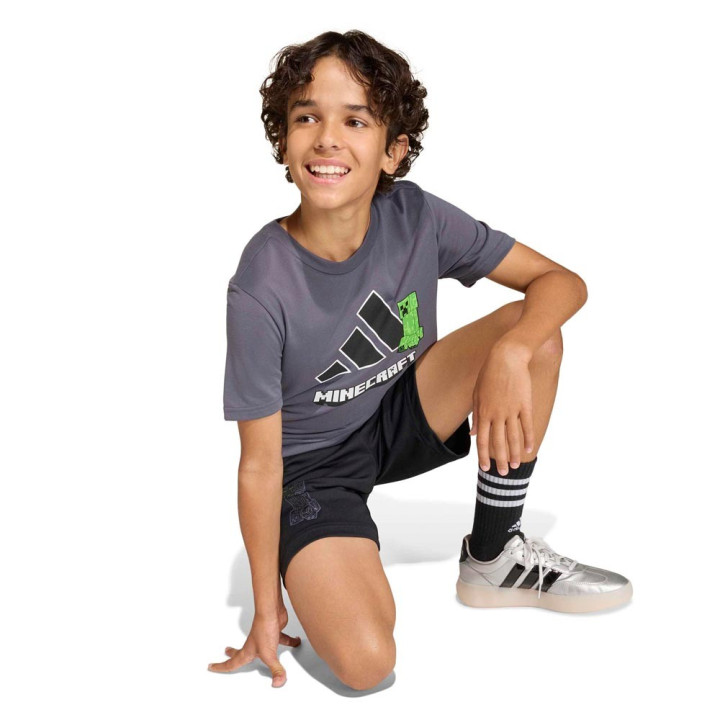 ADIDAS Maglietta Palestra Minecraft Logo Nero Bambino