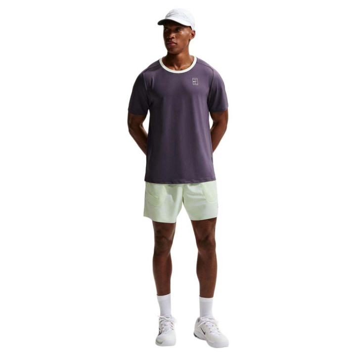 Nike T-Shirt Tennis Court Advantage Dark Raisin Volt Uomo