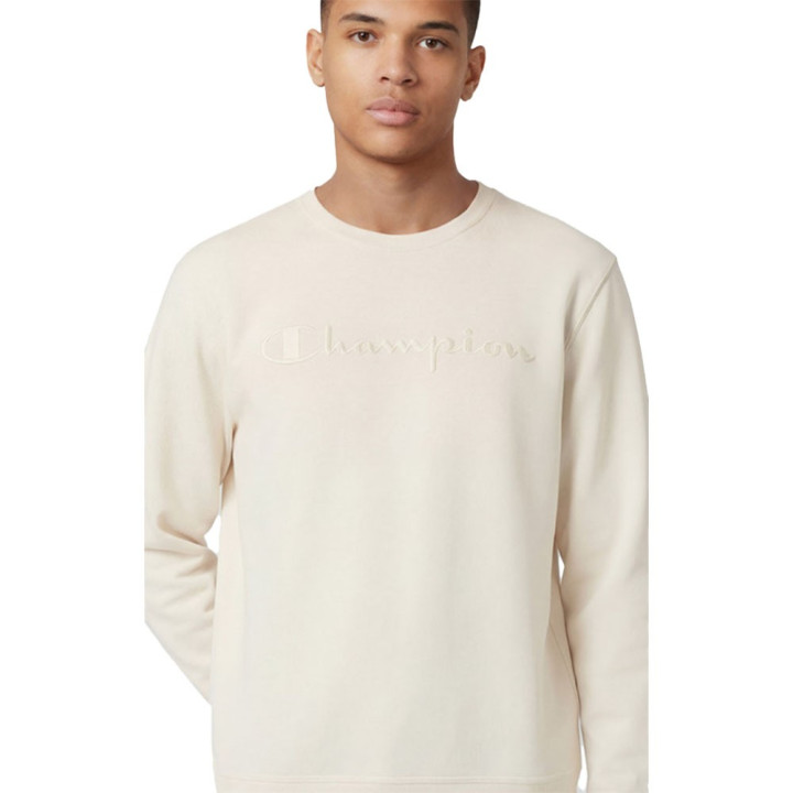 Champion Felpa Girocollo Logo Tonale Latte Uomo