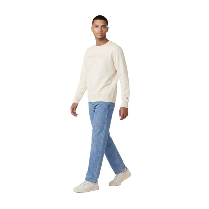 Champion Felpa Girocollo Logo Tonale Latte Uomo
