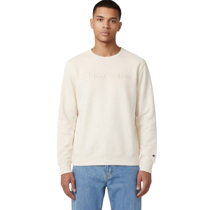 Champion Felpa Girocollo Logo Tonale Latte Uomo