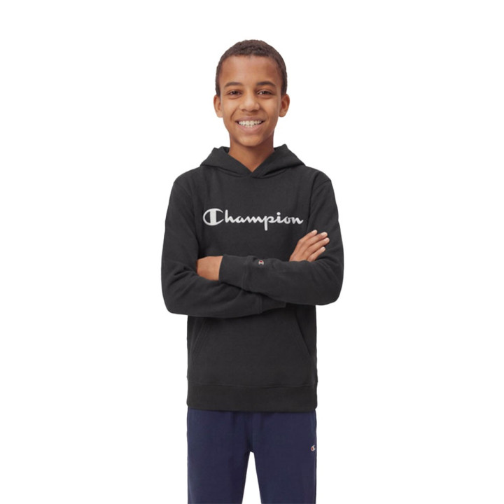 Champion Felpa Palestra Con Cappuccio Logo Tonale Nero Bambino