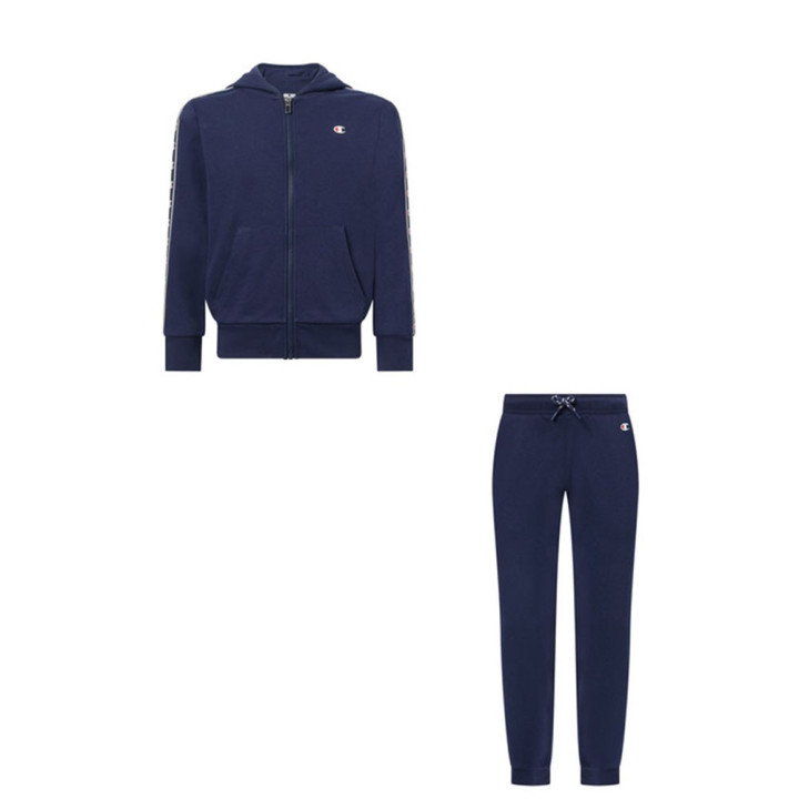 Champion Tuta Sportiva Full Zip Con Banda Blu Bambino