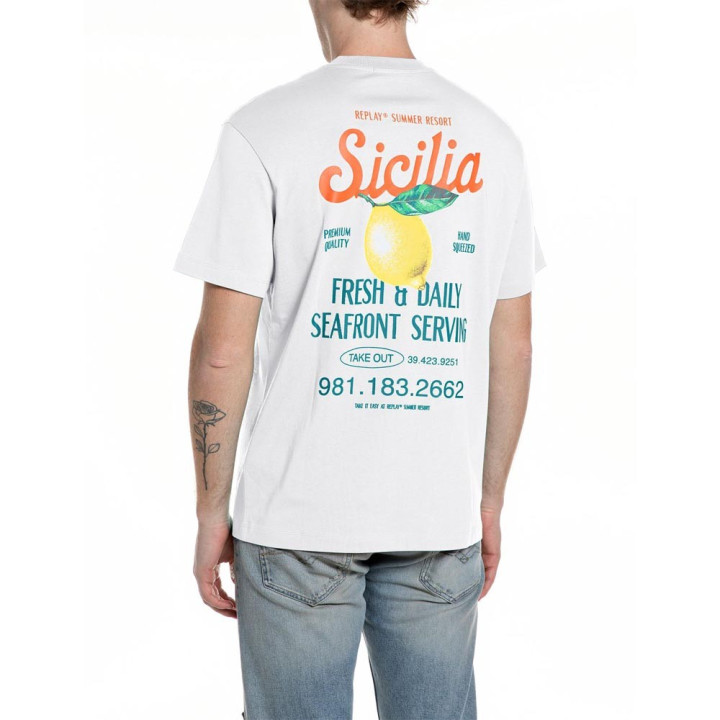 Replay T-Shirt Fantasia Bianco Uomo