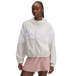 Under Armour Felpa Con Cappuccio Bicolor Wovent Beige Donna