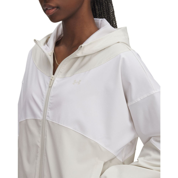 Under Armour Felpa Con Cappuccio Bicolor Wovent Beige Donna