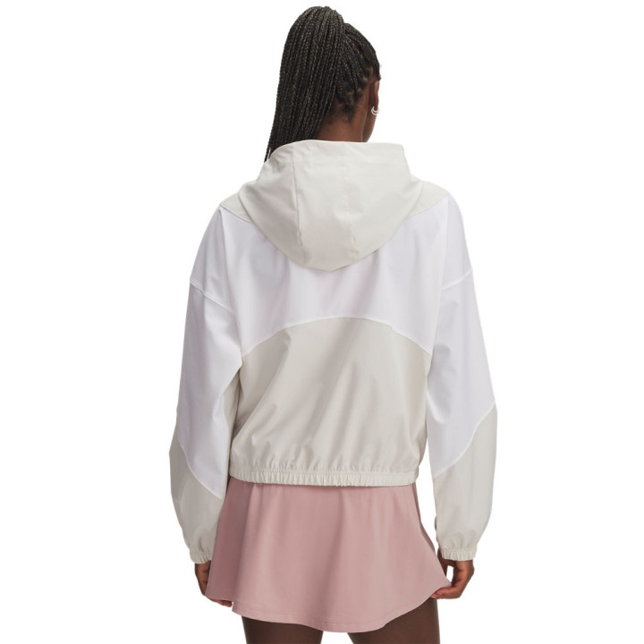 Under Armour Felpa Con Cappuccio Bicolor Wovent Beige Donna
