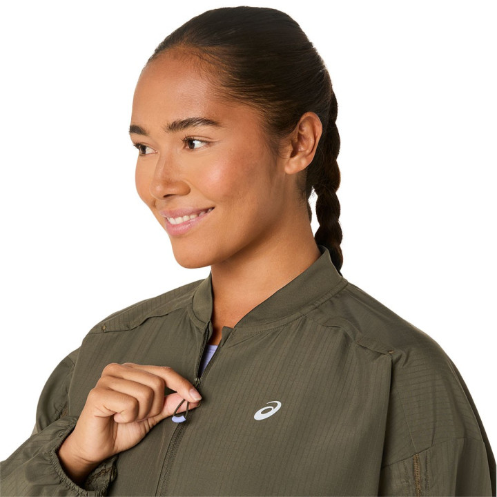 Asics Giacca Running Run Adjustable Nagino Dark Olive Donna