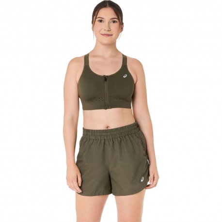 Asics Reggiseno Sportivo Road Zip Dark Olive Donna