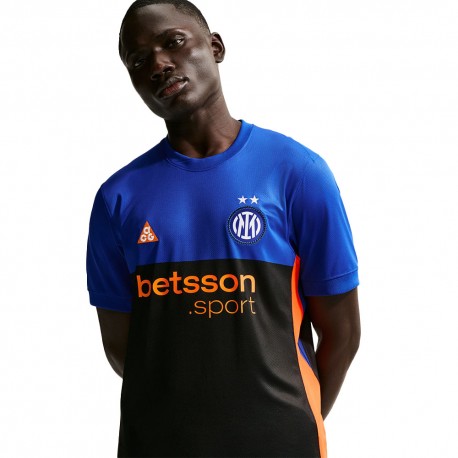 Nike Maglia Maniche Corte Inter 4 Blue Arancio Uomo