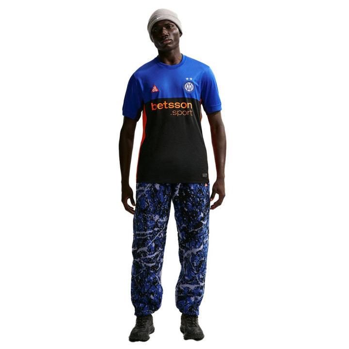 Nike Maglia Maniche Corte Inter 4 Blue Arancio Uomo