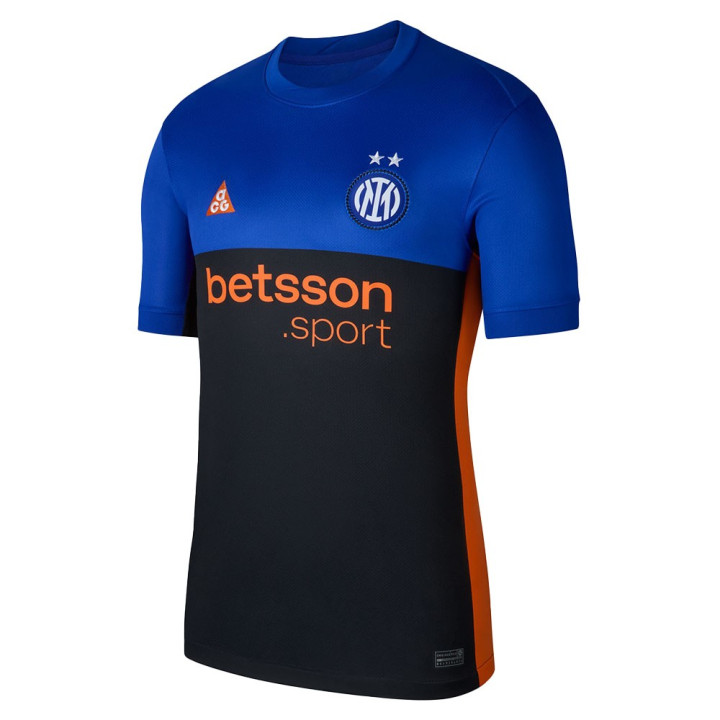 Nike Maglia Maniche Corte Inter 4 Blue Arancio Uomo