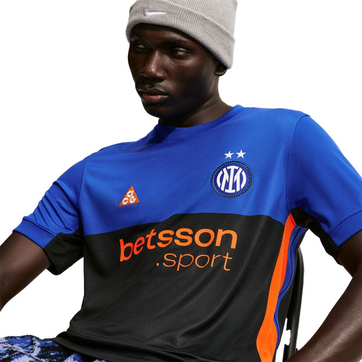 Nike Maglia Maniche Corte Inter 4 Blue Arancio Uomo