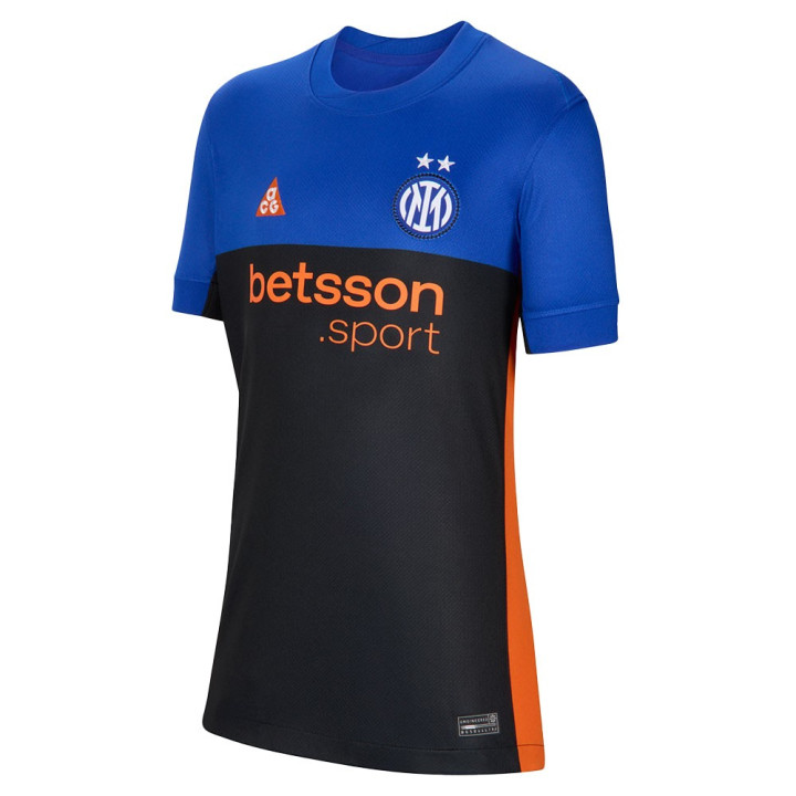 Nike Maglia Maniche Corte Inter 4 Blue Arancio Bambino
