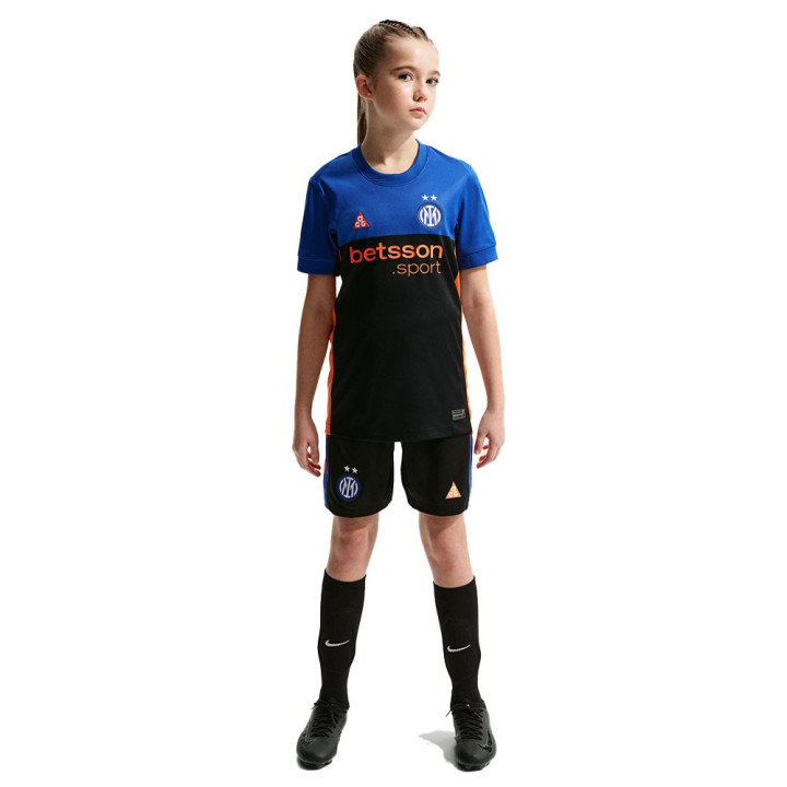Nike Maglia Maniche Corte Inter 4 Blue Arancio Bambino