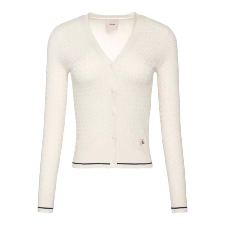 Calvin Klein Cardigan In Maglia Maniche Lunghe Bianco Donna