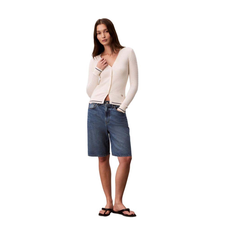 Calvin Klein Cardigan In Maglia Maniche Lunghe Bianco Donna