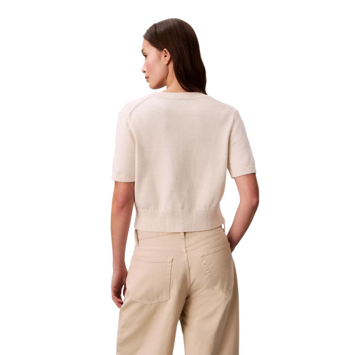 Calvin Klein Maglia Maniche Lunghe Logo Bianco Donna