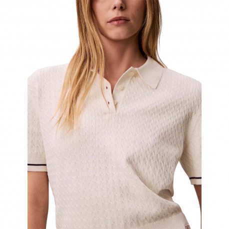 Calvin Klein Polo In Maglia Maniche Lunghe Bianco Donna