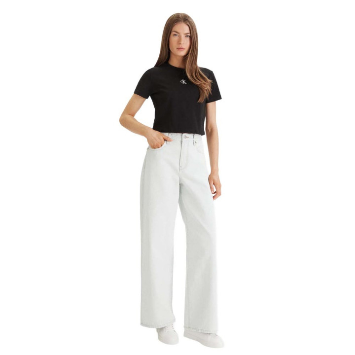 Calvin Klein Cropped T-Shirt Logo Nero Donna