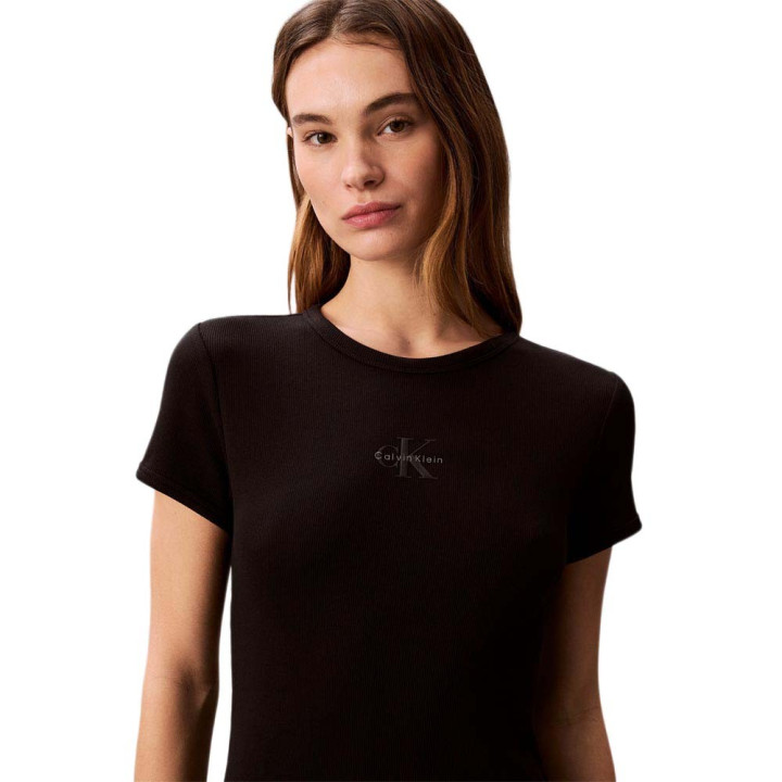 Calvin Klein Abito Rib Logo Nero Donna