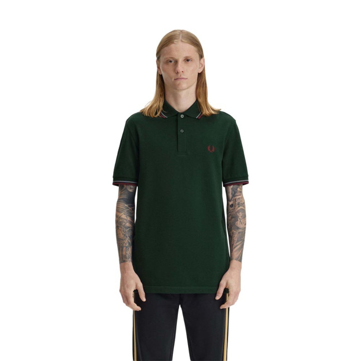 Fred Perry Polo Righe Verde Uomo
