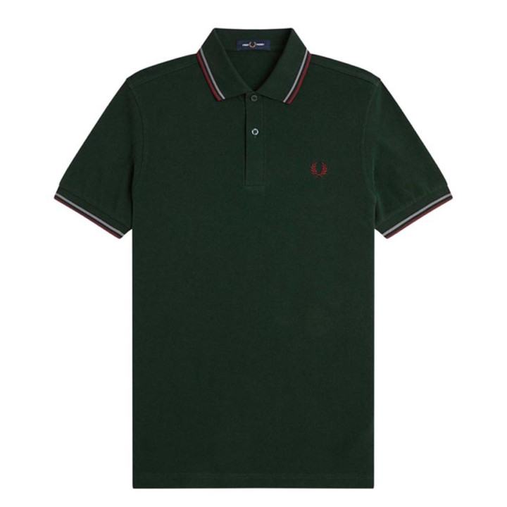 Fred Perry Polo Righe Verde Uomo