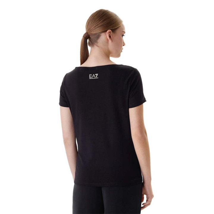 Ea7 T-Shirt Logo Glitter Nero Donna