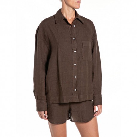 Replay Camicia Lino Moro Donna