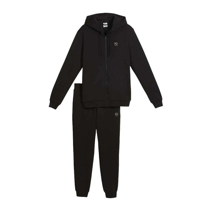Puma Tuta Sportiva Full Zip Con Cappuccio Nero Uomo