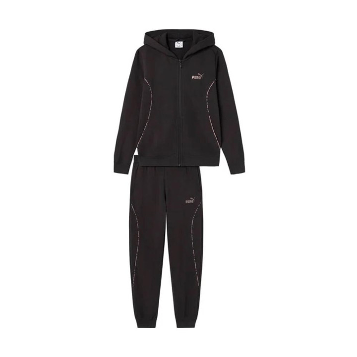 Puma Tuta Sportiva Felpa Palestra Con Cappuccio Nero Bambina