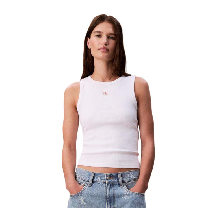 Calvin Klein Canotta Rib Bianco Donna