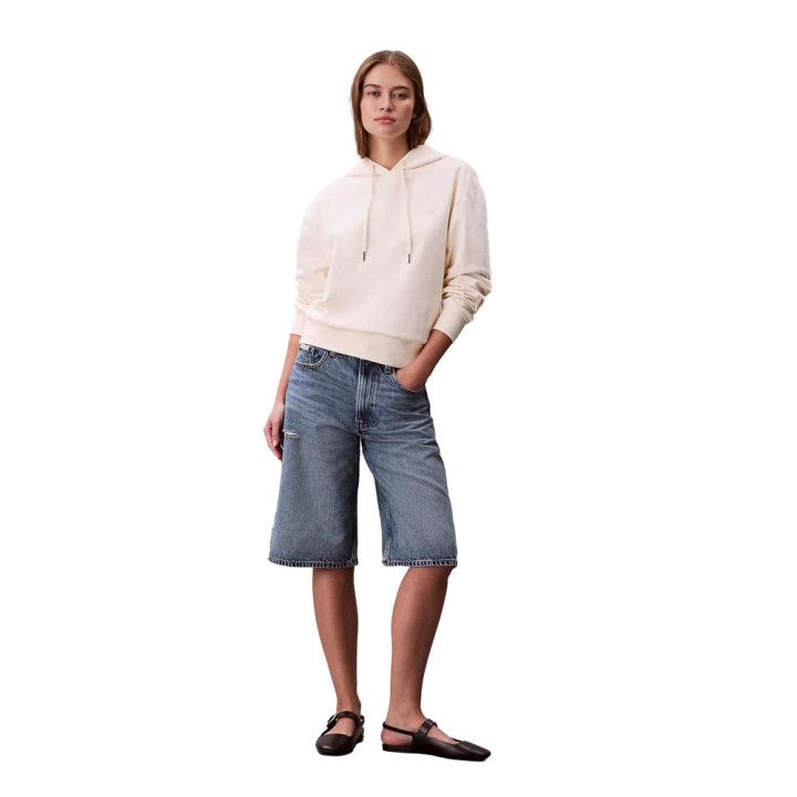 Calvin Klein Felpa Con Cappuccio Monogram Bianco Donna