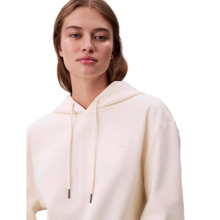 Calvin Klein Felpa Con Cappuccio Monogram Bianco Donna