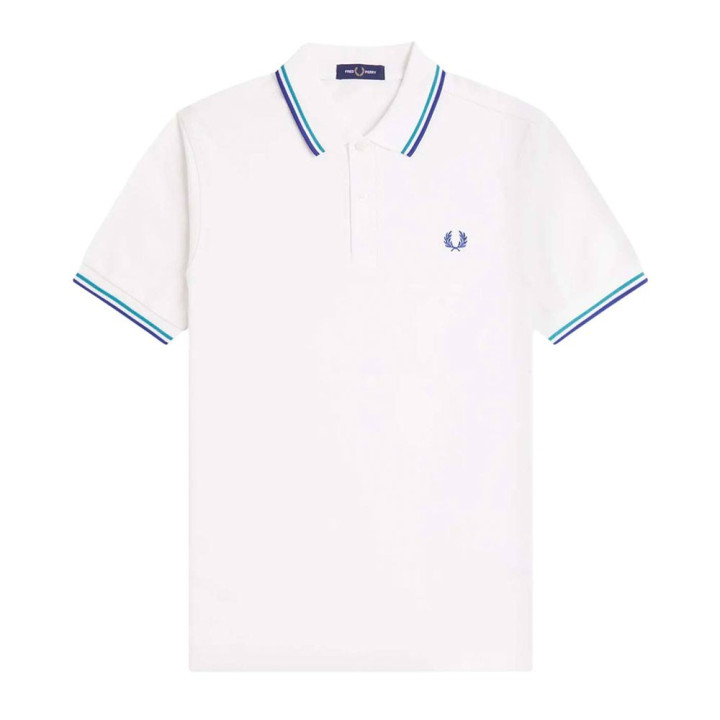 Fred Perry Polo Righe Bianco Uomo