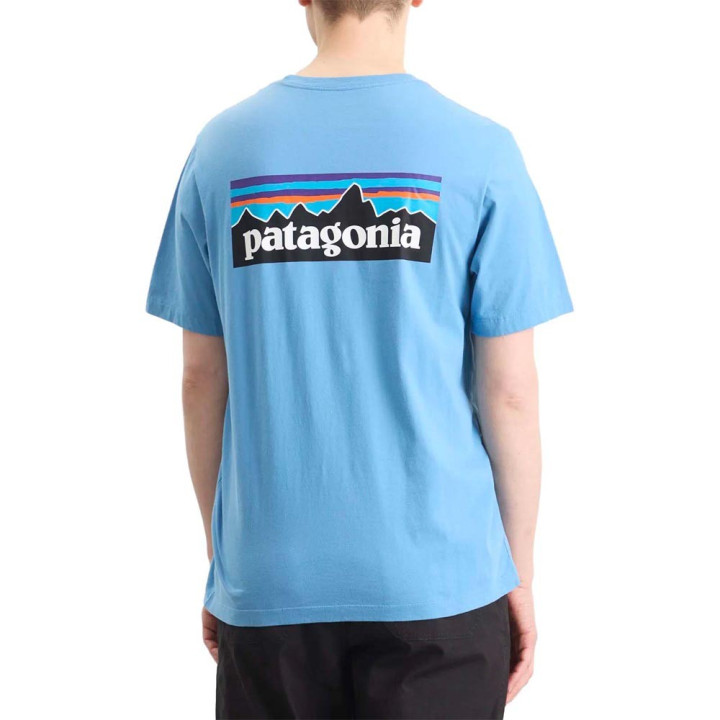 Patagonia T-Shirt Trekking P-6 Logo Shore Blue Uomo