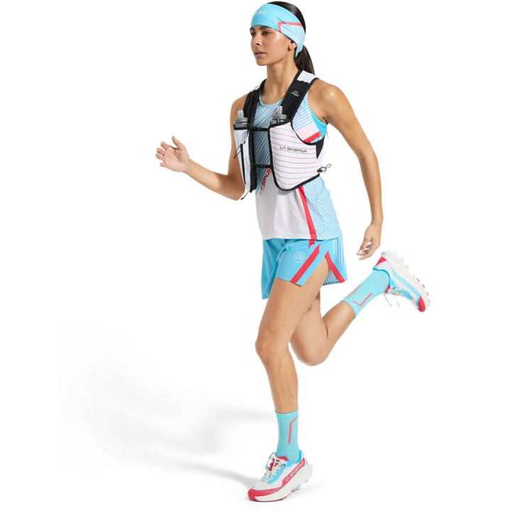 La Sportiva Canotta Trail Running Flow Hibiscus Malibu Blue Donna